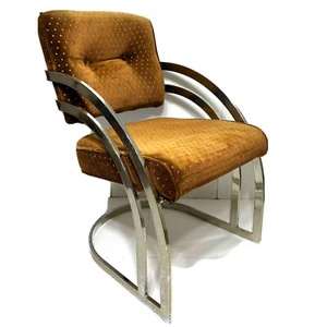 Milo Baughman Style Mid Century Modern Cal Style Velour Velvet Cantilever Chair - Picture 1 of 16