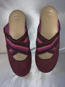 Crocs Edie Mule Purple Suede Slip-On Sandal Shoes Slides 15489 Women’s Size 8 - Picture 1 of 6