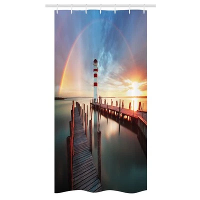 Leuchtturm Schmaler Duschvorhang Wolken Sonnenuntergang am Meer - Bild 1 von 3