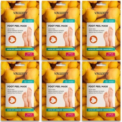 6-Pack Lemon Foot Peel Socks Deep Exfoliation Mask | Soft Smooth Feet Treatment - Image 1 of 4