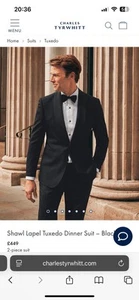 Charles Tyrwhitt Shawl Shawl Lapel Tuxedo Dinner Suit - Black (Wool) - £449 New - Picture 1 of 9