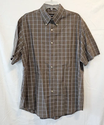 Van Heusen No Iron Short Sleeve Plaid Button-Up Shirt Multicolor 16-16 1/2 Large - Image 1 of 4