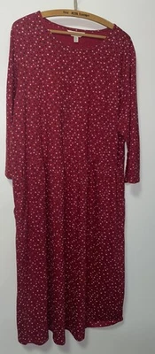 Seasalt Sea Strewn Dress Size 22 Tall Red Floral 3/4 Sleeves Cotton NEW - Image 1 of 4