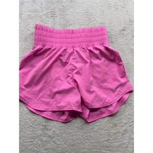 Nike Dri Fit Athletic Shorts Pink Women's Size Medium Smocked High Waist Running - Picture 1 of 4