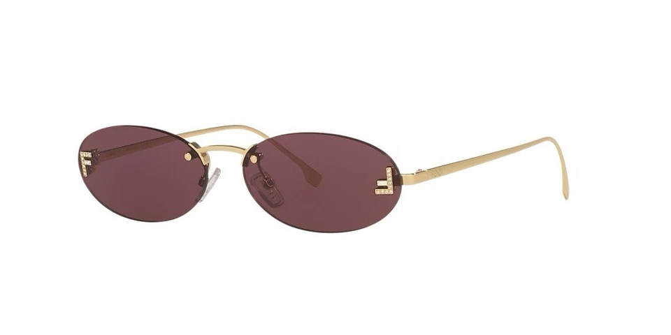FENDI First Crystal FE4075US 30Y Shiny Endura Gold Violet Sunglasses AUTHENTIC
