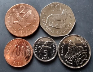 Juego de monedas Islas Malvinas sin circular 1p-2p-5p-10p-50p diferentes años - Imagen 1 de 4