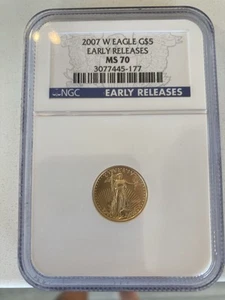 $5 2007-W BURNISHED GOLD EAGLE NGC MS70 EARLY RELEASE - Picture 1 of 3