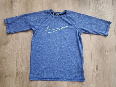 Nike Swim Shirt Youth Boys Size Medium Blue Dri-fit Short Sleeve Euc - image 1 of 3