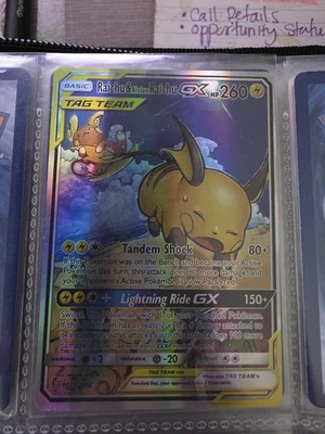 Raichu & Alolan Raichu GX (Alternate Full Art) 221/236 Sm-Unified Minds Holo - Image 1 of 2