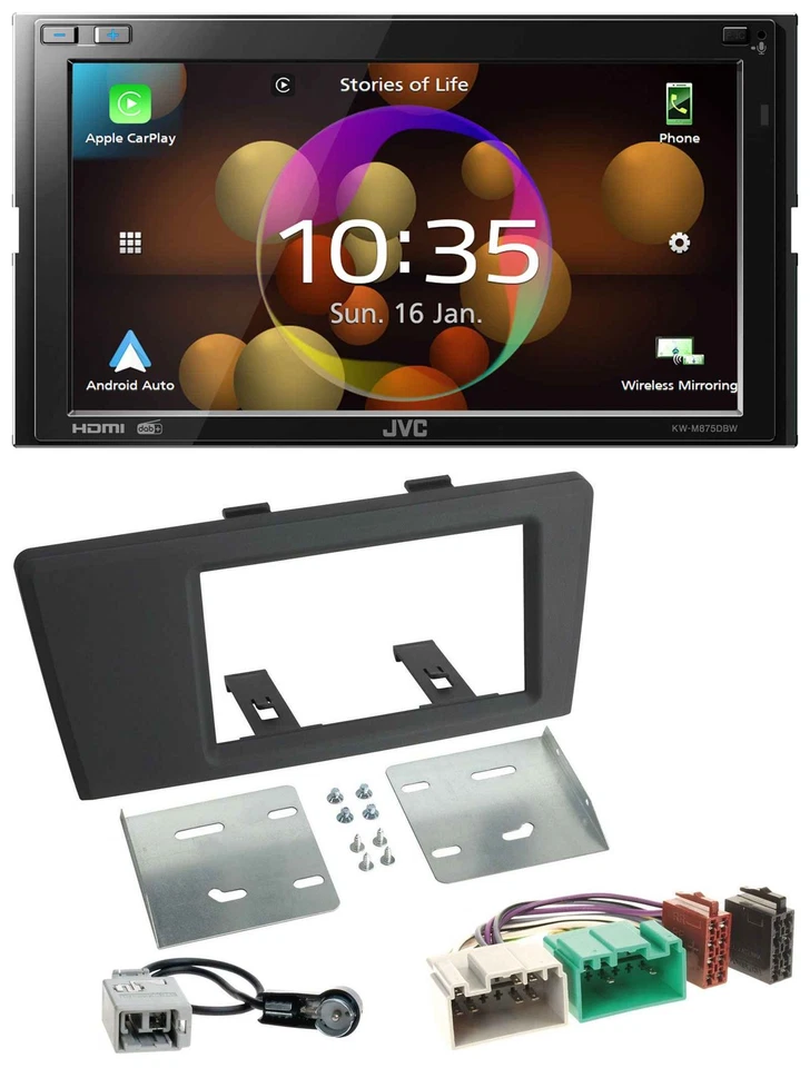 JVC DAB MP3 2DIN Bluetooth USB Autoradio für Volvo S60 S70 C70 V70 00-03 - Bild 1 von 4