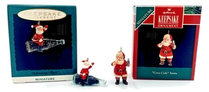 Lot 2 - 1991 Coca-Cola Santa 1992 Refreshing Flight Hallmark Miniature Ornaments - Picture 1 of 5