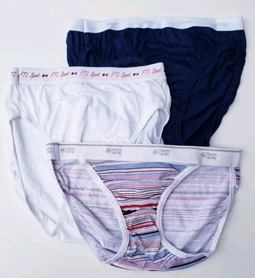 Lot of Three Vintage Hi-Cut Cotton Bikini Panties Size Medium Hanes Jockey  NEW  - Image 1 of 4