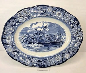 Staffordshire George Washington Überquerung der Delaware Liberty blaue Platte 14" - Bild 1 von 8