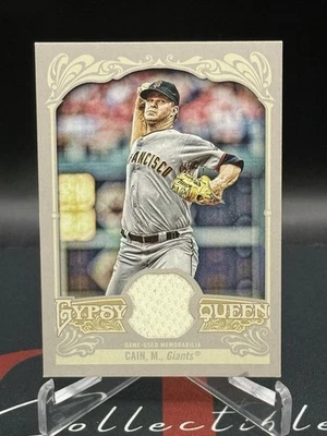 Parche muestra camiseta Topps Gypsy Queen 2012 juego reliquias usadas Matt Cain #GQR-MC Foto 1 de 3