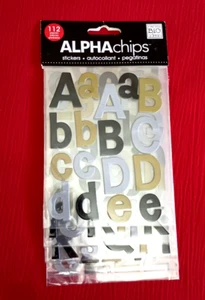 ALPHA CHIPS 112 Stück oberes unteres Alphabet Zahlen Aufkleber schwarz grau gold - Bild 1 von 8