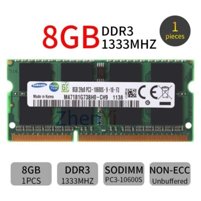 Samsung 8GB 4GB 2GB DDR3 1333MHz PC3-10600S 2Rx8 204Pin SODIMM Laptop Memory RAM - Image 1 of 4