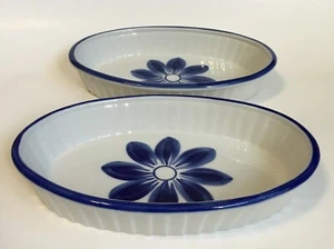 Viana Do Castelo Portugal ovale Backformen Keramik Pottery Kobaltblau Blume - Bild 1 von 7