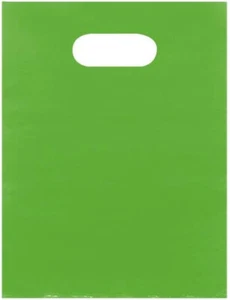 Plastic Bags 1000 Clear Lime Green Merchandise Shopping 9" x 12" Diecut Handles - Picture 1 of 3