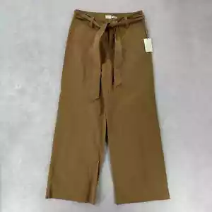 NWT A New Day Flare Trouser Pants Women 8 Brown Tie Waist Wide Leg Stretch - Picture 1 of 14