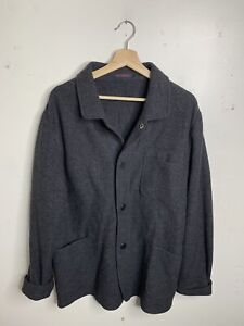 The GIGI Dark Blue Carmel Textured Wool Chore Jacket - Size 58