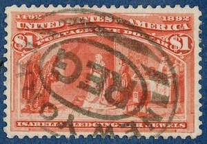 [st7022] USA 1893 Scott#241 used $1 salmon Columbian issue Queen Isabella - Picture 1 of 2