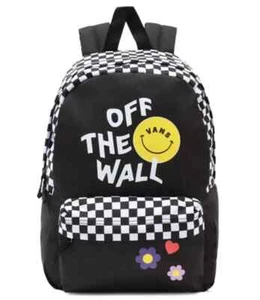 Vans Mädchen schwarz/weiß Karo Smile Face Realm Rucksack (VN0A4ULTFU4) - Neu mit Etikett - Bild 1 von 8