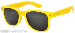 CLASSIC 80s VINTAGE RETRO DARK SMOKE LENS SUNGLASSES SHADES YELLOW FRAME YELLOW - Picture 1 of 4