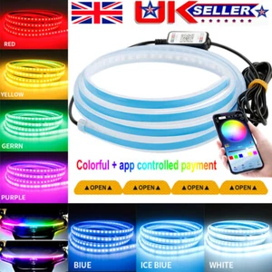 Car RGB LED Hood Lights DRL Engine Cover Decoration Hood Strip App Control 180CM - Picture 1 of 12