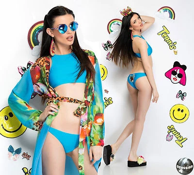 Ocassion Damen Bikini Sexy 2-Teiler Swimsuit Badeanzug Slip String Badehose Blau - Bild 1 von 4