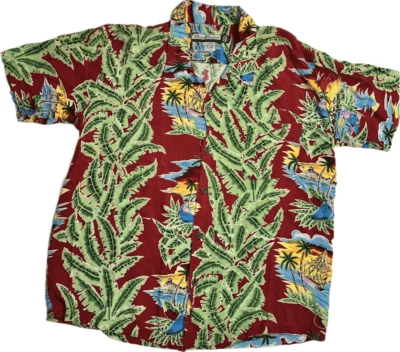 Повседневная гавайская рубашка Ocean Current с цветочным узором на пуговицах мужская размер L - Изображение 1 из 4
