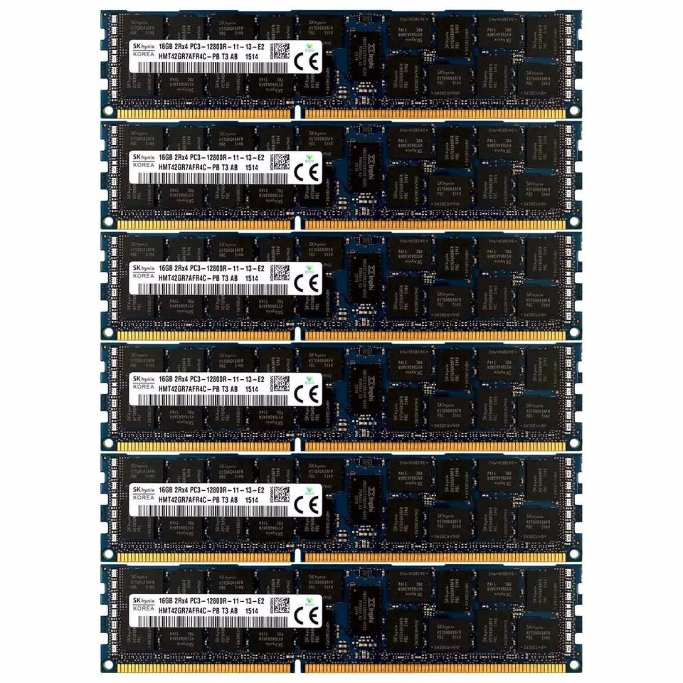 PC3-12800 6x16GB DELL POWEREDGE R320 R420 R520 R610 R620 R710 R820 Memory Ram - Image 1 of 1