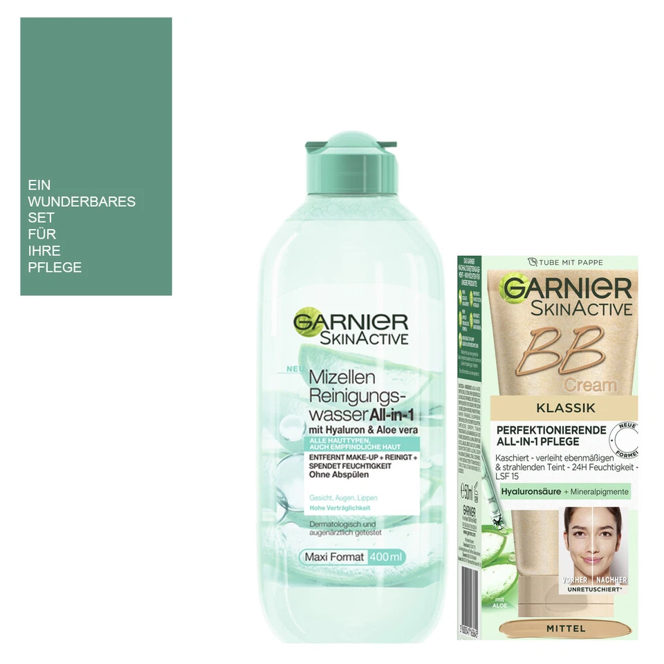 (1L|44,44) 2tlg Garnier BB Cream Klassic Mittel + Reinigungswasser Aloe vera - Bild 1 von 1