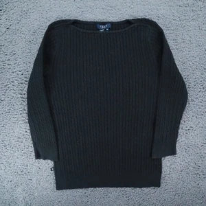 Sudadera tipo jersey Chaps para mujer mediana regular pulóver liso causal, negra - Imagen 1 de 5