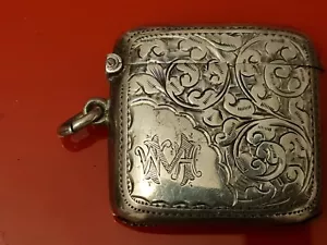 SCHÖNES ERHALTENES MASSIVES GEPUNZTES SILBER VESTA ETUI BIRMINGHAM 1902 WB - Bild 1 von 7