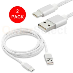 2 Pack Fast Charging Cord Type C Cable WHT USB-C For Samsung Galaxy A10E A20 A50 - Picture 1 of 6