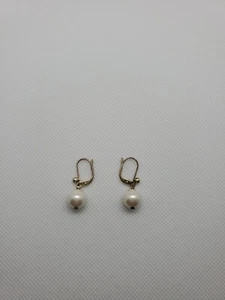 Pearl Imitation Dangle Drop Earrings, Cream Color Pearl Drop Dangle Earrings - Picture 1 of 2
