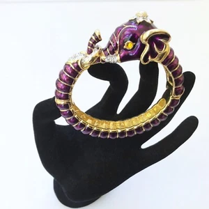 Kenneth Jay Lane KJL Purple Enamel Rhinestone Elephant Bangle Bracelet - Picture 1 of 9