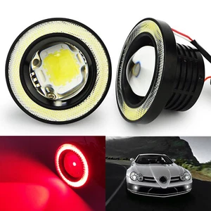 NEW 2pcs 3.5in Angel Eye Halo Ring LED Fog Light Projector Bright DRL Lamp Red - Picture 1 of 8