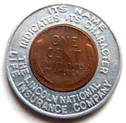 1956 D Encased Wheat Cent The Lincoln National Life Insurance Company Take Lqqk!