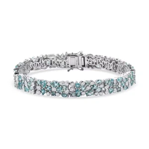 Bracciale Lagoon Apatite & Moissanite 14,85 ctw Ocean Bubble in argento Stieling - Foto 1 di 6