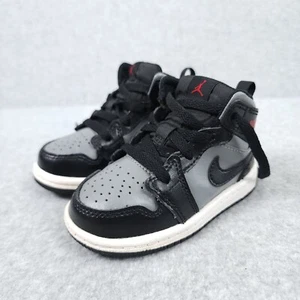 Air Jordan 1 Mid Kids Toddlers Childrens 6C Shadow Black Gray Red Shoes Sneakers - Picture 1 of 8