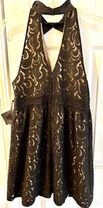 NWT ANNA SUI Juniors Black Lace DRESS Size 11 Tuxedo Bow Tie Teen Girls Target - Picture 1 of 11