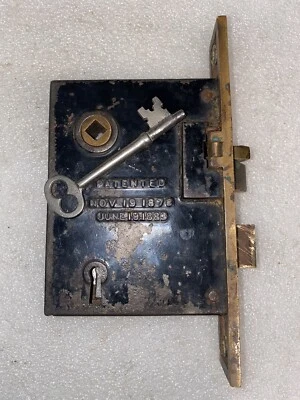 Beautiful Antique PF Corbin  Mortise Lock & Skeleton Key Pat. Nov. 19/1878/1883 - Image 1 of 4