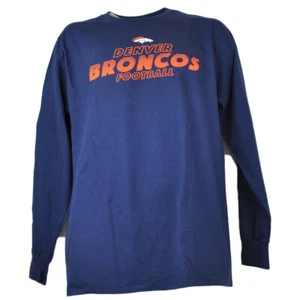 NFL Denver Broncos Fútbol Hombres Cuello Redondo Manga Larga Hombres Camiseta Camiseta Azul Marino GRANDE - Imagen 1 de 2