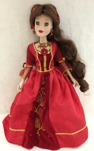 Disney Belle Beauty & The Beast Porcelain Princess Doll Red Dress 16" - Picture 1 of 13