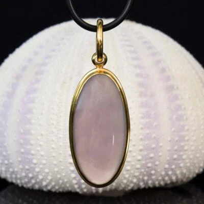 Pendant Gold Vermeil Sterling Silver & Purple Agate Chalcedony Cabochon 7.42 g - Image 1 of 4
