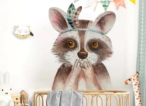 Baby Animal Head Giraffe Koala Raccoon Panda Peel And Stick Decal Wall Stickers - Bild 1 von 10
