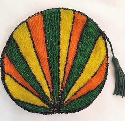 Bolso sin asas con cuentas Bolso de mano todo con cuentas a mano - El "jamaicano" NUEVO Foto 1 de 4