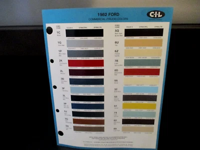 PAINT COLOR REFERENCE FORD 1982 SAMPLE PAINT CHIPS C-I-L - Image 1 of 2