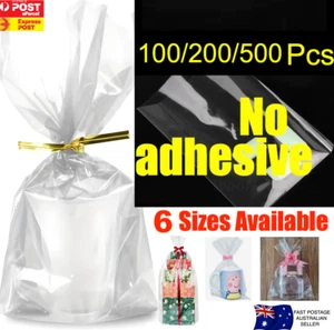 NON seal NO adhesive FLAT OPEN END ENDED CELLOPHANE CELLO CLEAR BAGS 6 SIZES - Picture 1 of 2